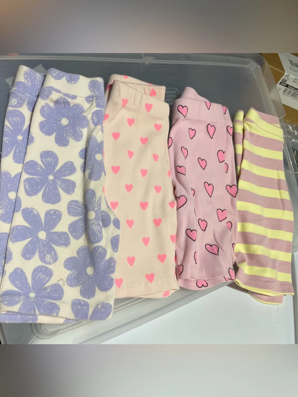 Zara Girls Pink & Cream Heart Print Leggings Multipack